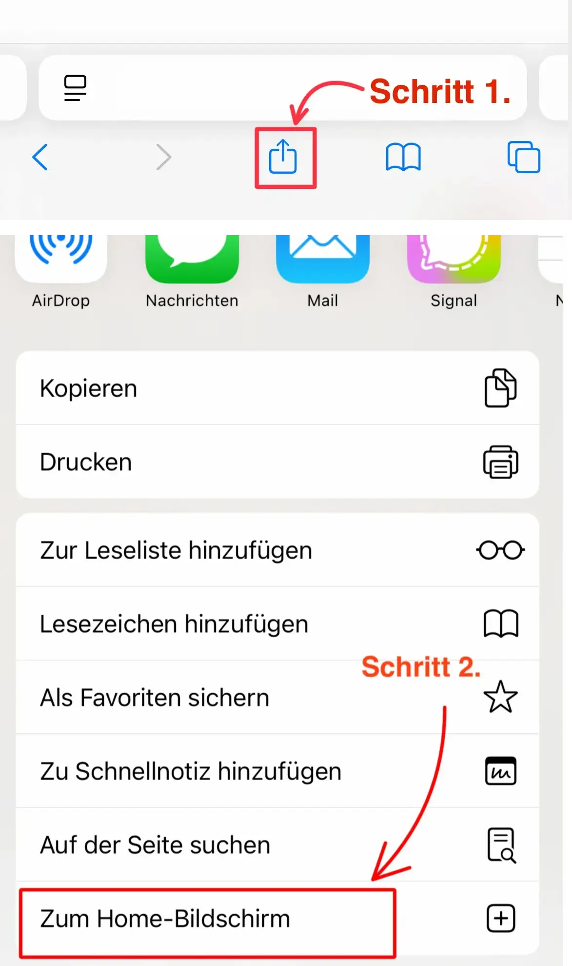 iOS Teilen-Button